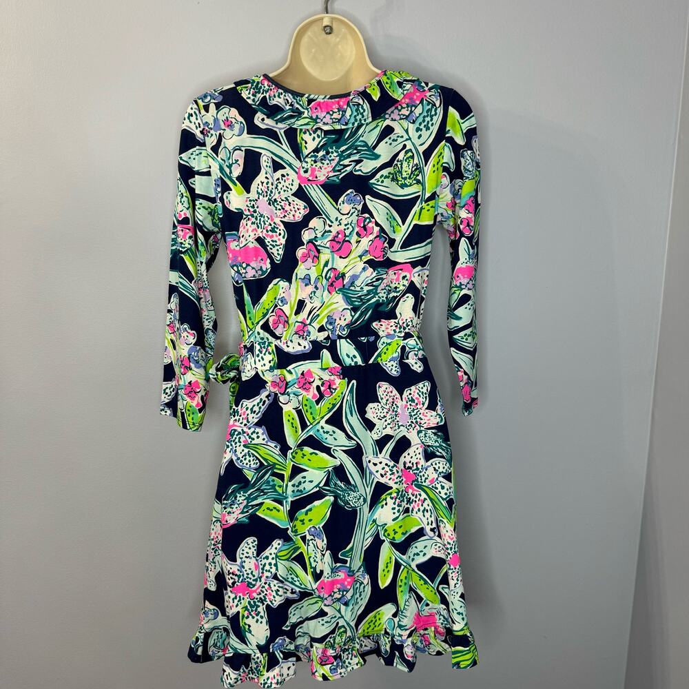 Lilly Pulitzer Jessalynne Wrap Romper Bright Navy Sway This Way Floral Small New - Picture 4 of 16